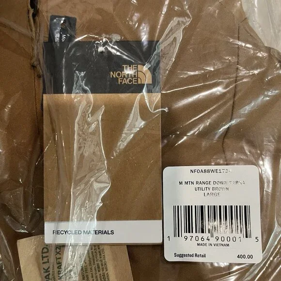 The North Face Mountain Range Down Parka 600 Men's Sz L Utility Brown  ~NWT $400 - Picture 8 of 9